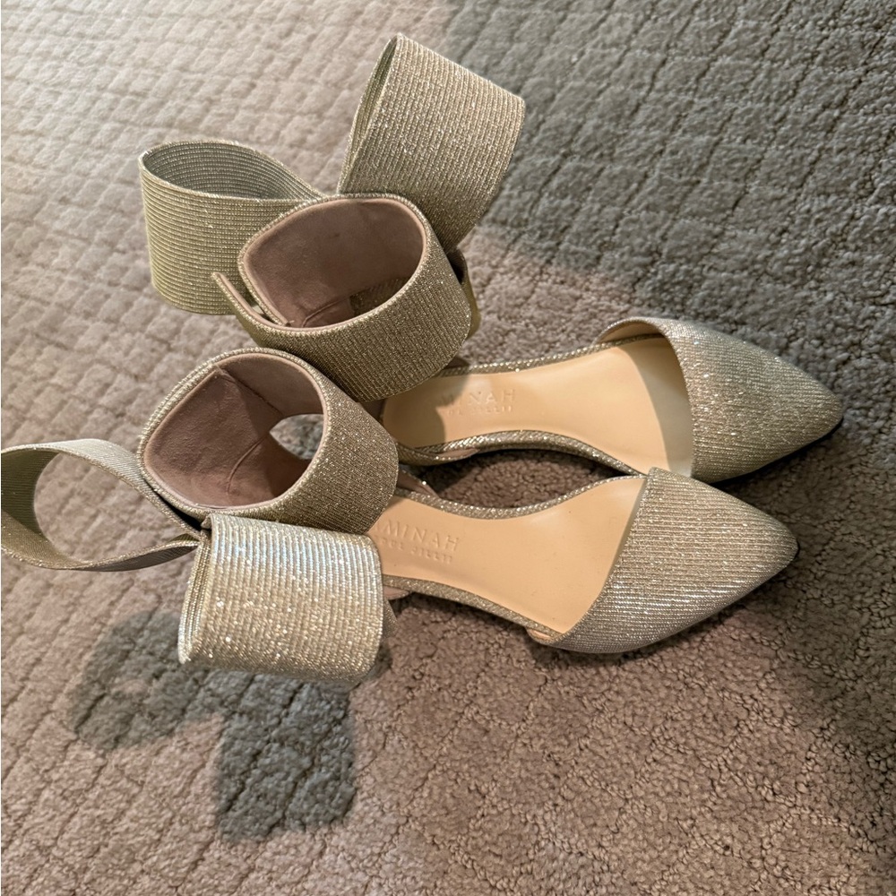 Aminah Abdul Jillil KIDS BOW FLAT GLITTER SILVER